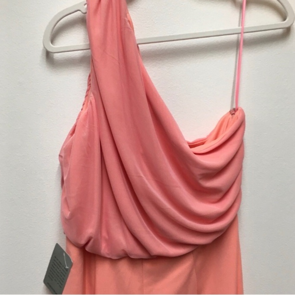 Love X Design One Shoulder Wide Leg Jumpsuit Large Coral Pink Spring Wedding - Picture 7 of 11